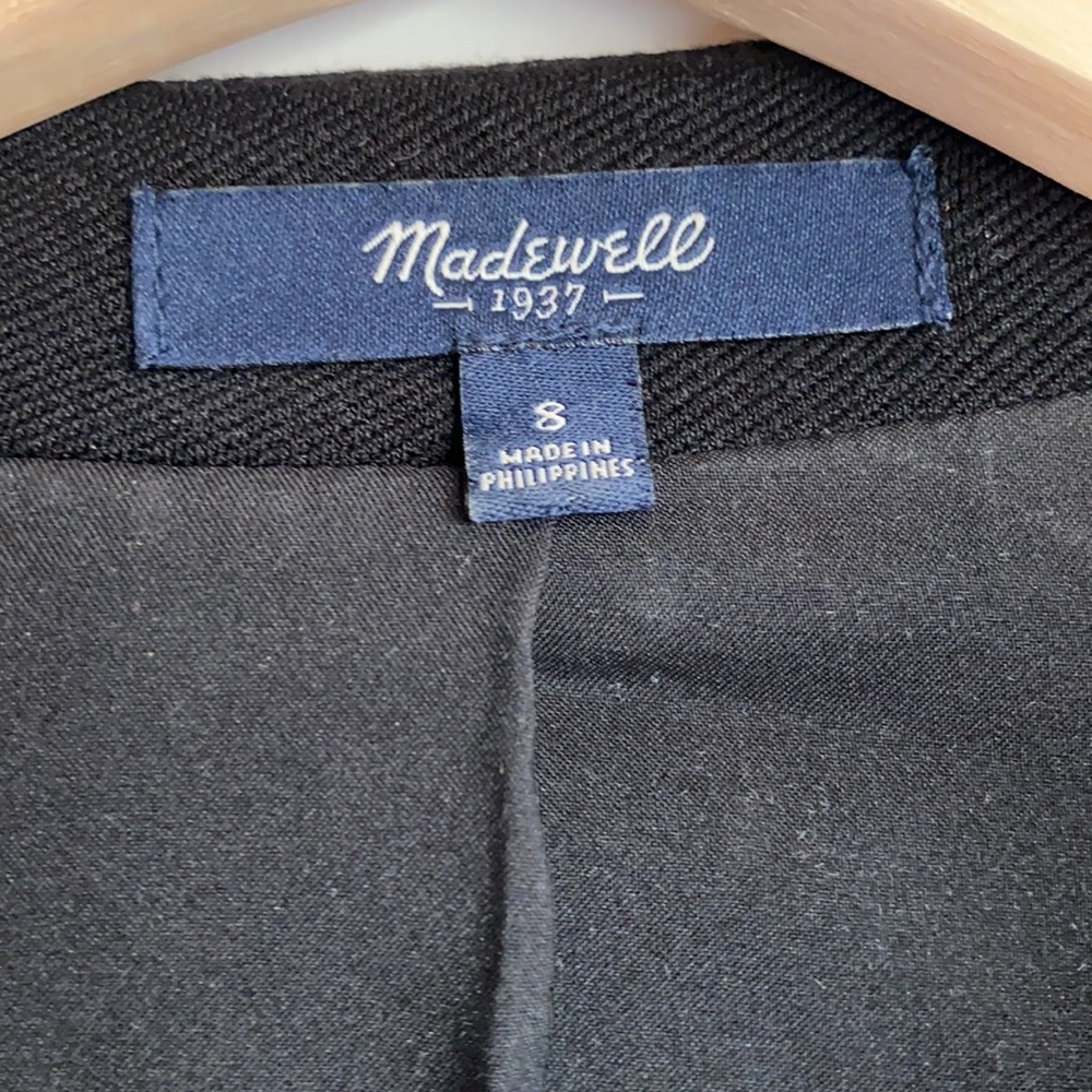 Madewell Leather Sleeve Black Blazer - Picture 2 of 7